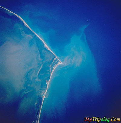 Satellite photo of Hatteras Island,cape,hatteras,satellite,n.c,usa
