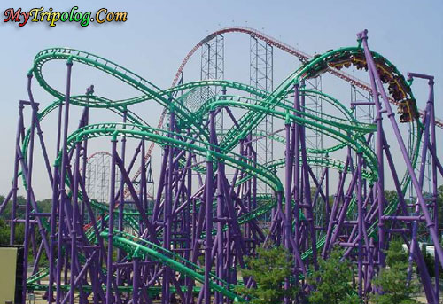 Joker's Jinx Roller Coaster,joker's jinx,roller coaster,six flags america,amusement park