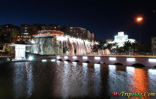 kecioren waterfall in ankara,kecioren,city,ankara,at night,Turkey