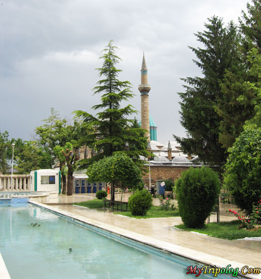 mawlana tomb in konya,mawlana jalal ad din rumi,rumi,tomb,konyaturkey,pool,trees