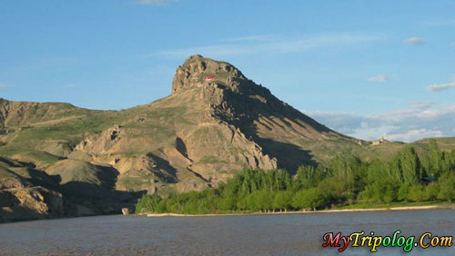 A view of Murat River and Palu Castle,palu,castle,elazig,turkey,murat-river