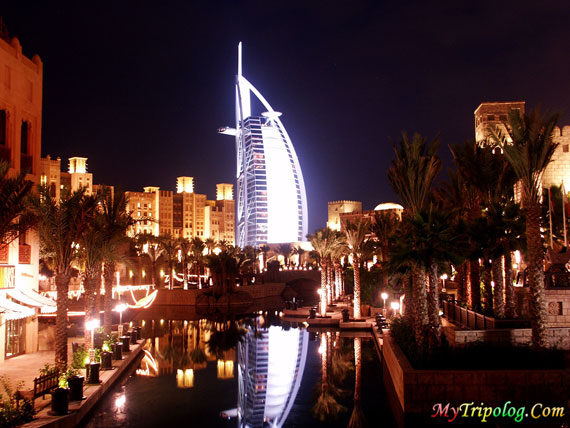 hotel wallpaper. (Burj Al Arab Hotel at night;