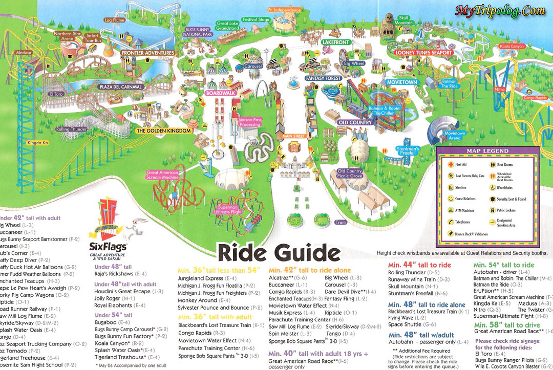 six flags great adventure map,six flags,new jersey,amusement park,USA