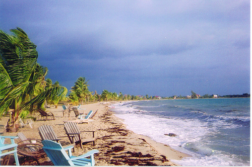 Belize sandy white beach picture