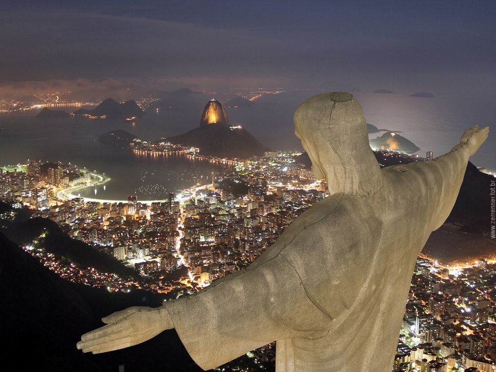 Christ The Redeemer At Night, Rio De Jenerio