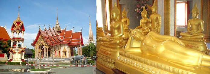 wat chalong buddhist temple exterrior and interrior