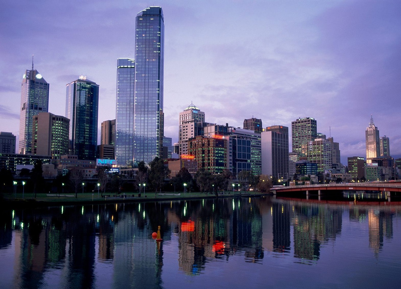 Sunset time over Yarra river Melbourne, Australia