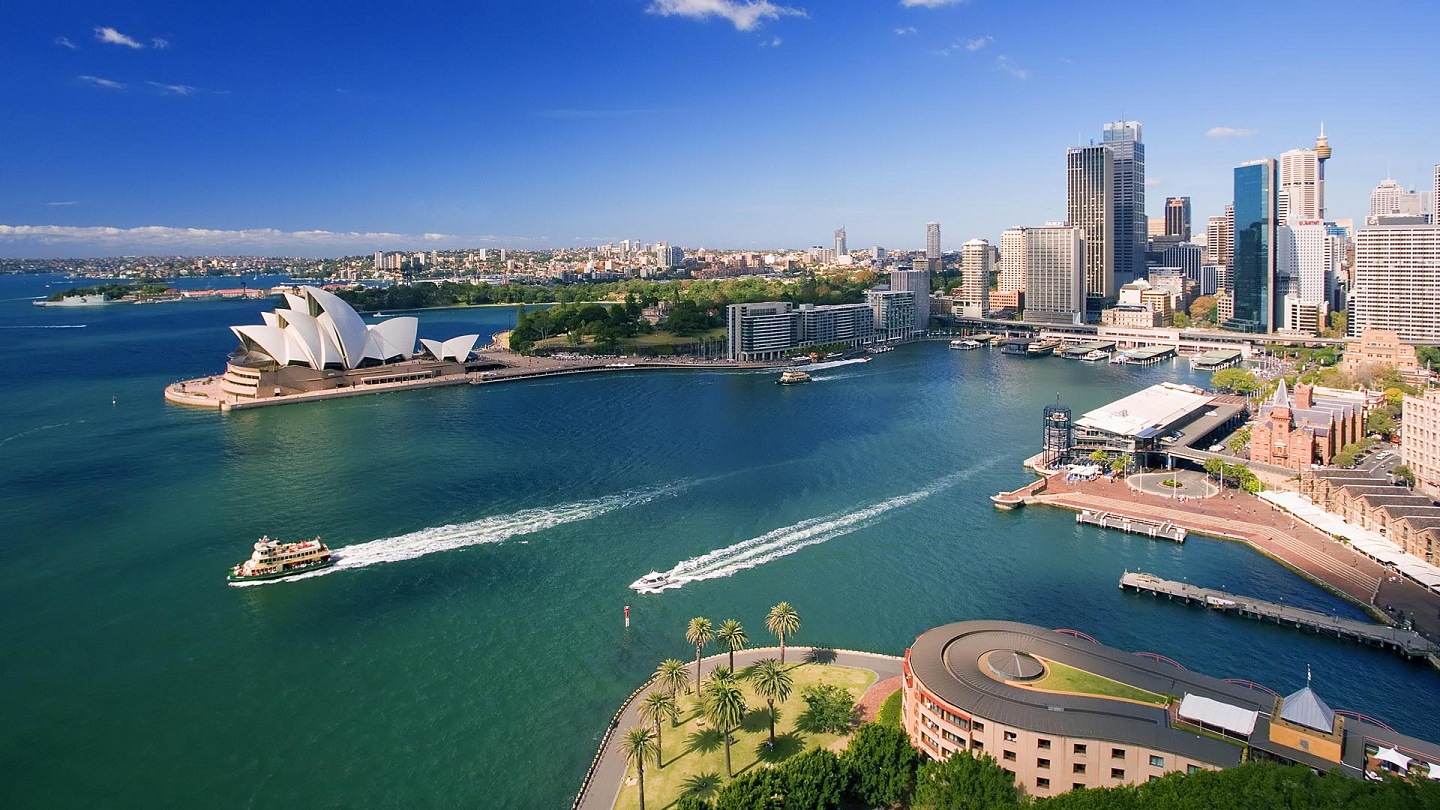 Sydney skyline and opera house sails