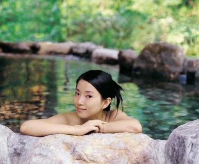 Taiwanese woman in spa pool