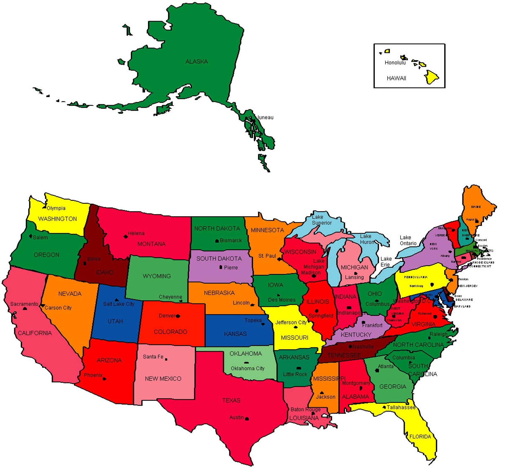 Detailed Map Usa States And Cities