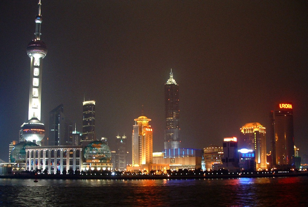 Shangai city lights at night, China