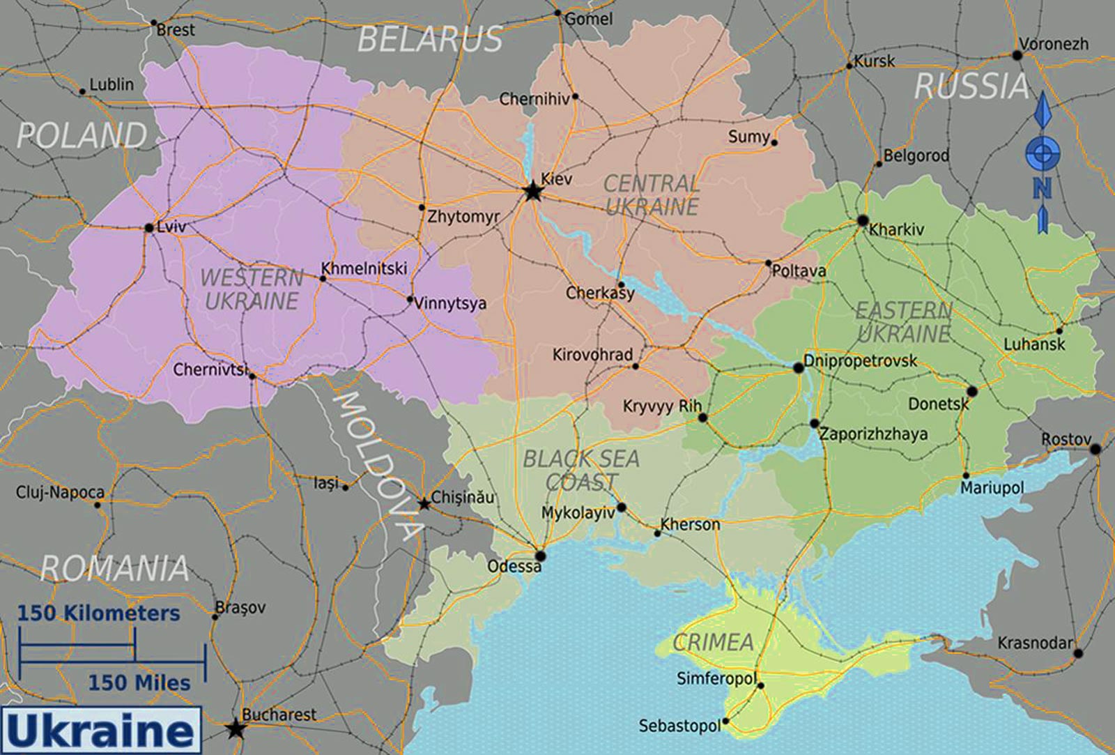 Detailed large size Ukraine map showing the regions – Travel Around The