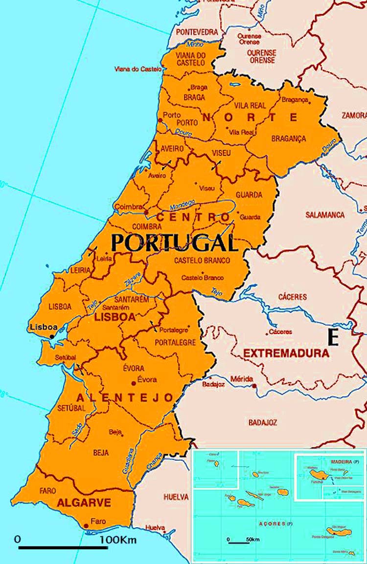 Administrative Map of the Algarve Region with Municipalities