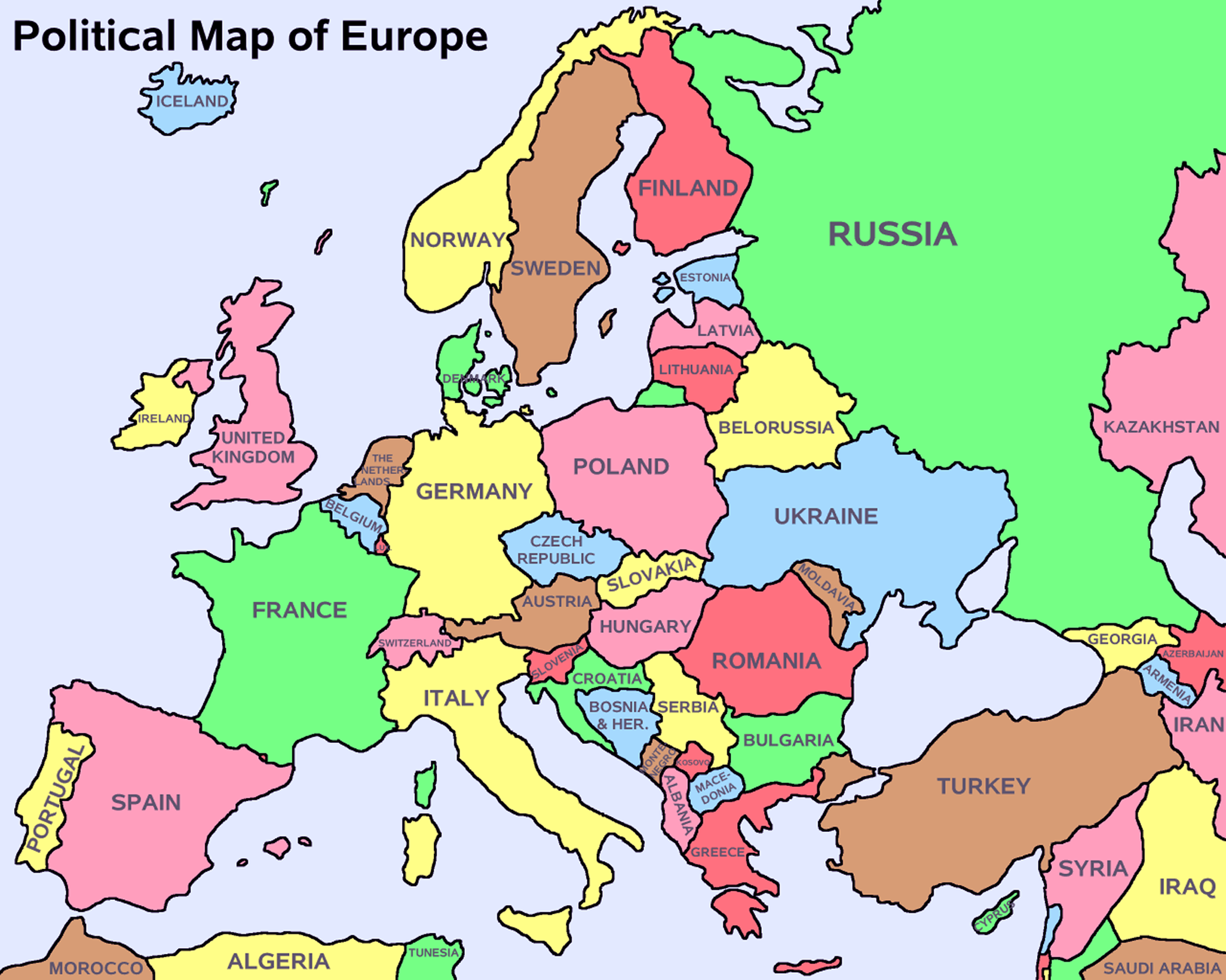 Large big Europe flag, political map showing capital cities - Travel ...