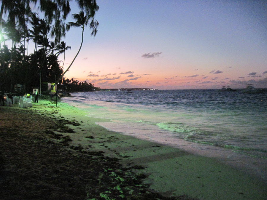 punta cana beach after sunset in the evening