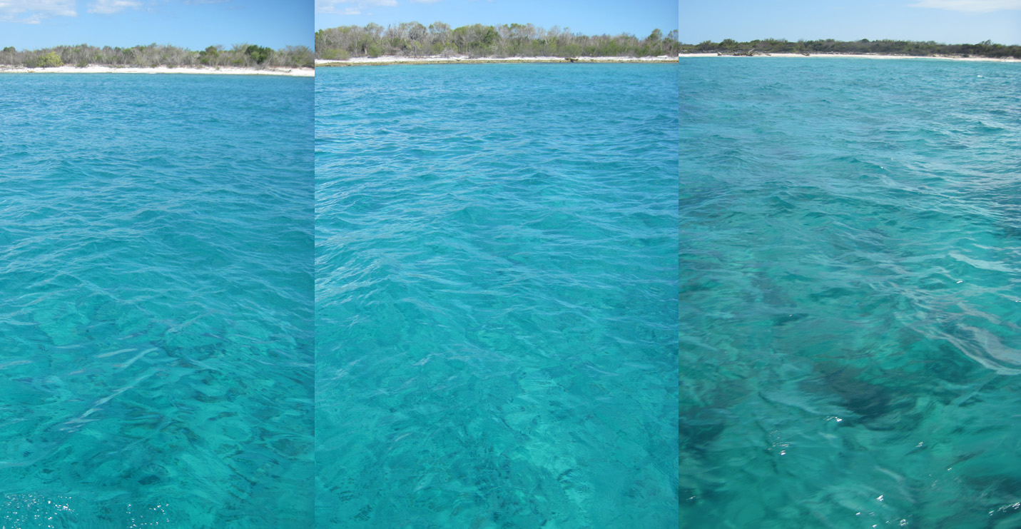 tones of blue color in ocean catalina island