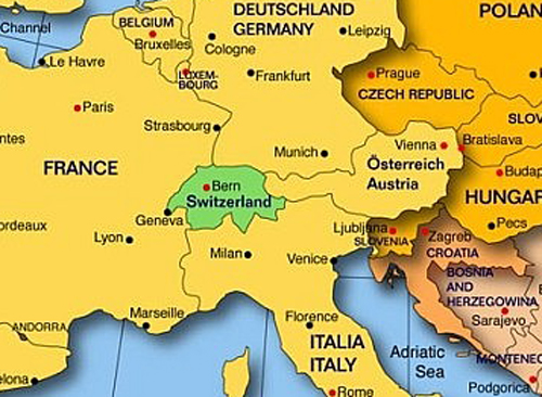 where is switzerland in map of europe world