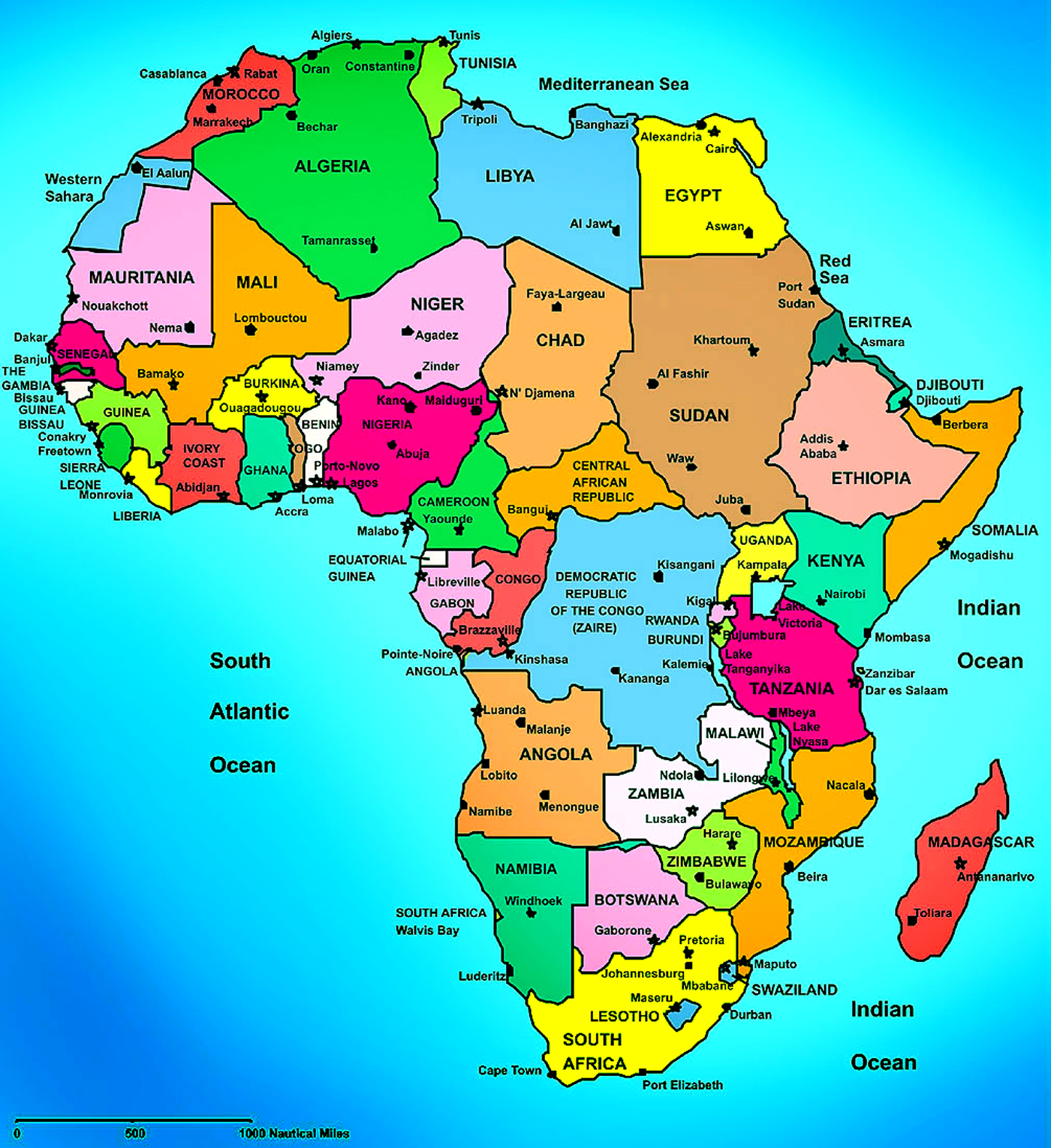 Maps of African Continent, Countries, Capitals and Flags Travel
