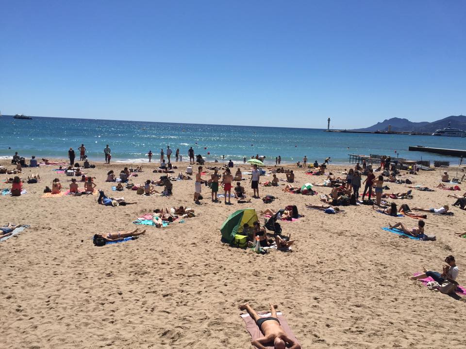 beach on sunny day in Cannes, France
