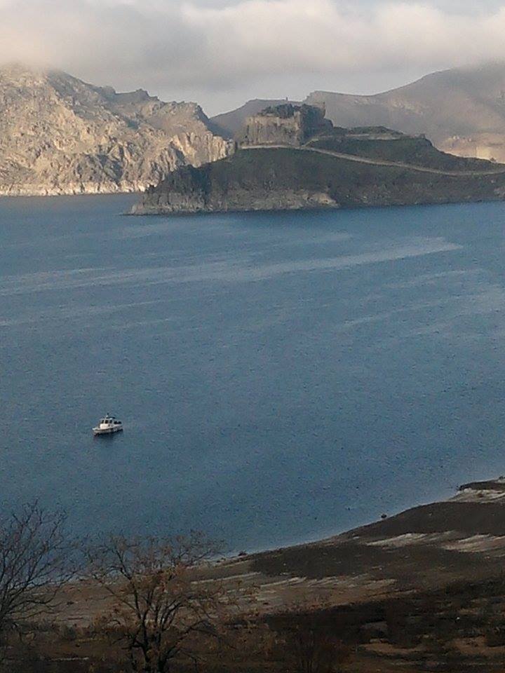 castle island on murat river pertek castle eastern turkey