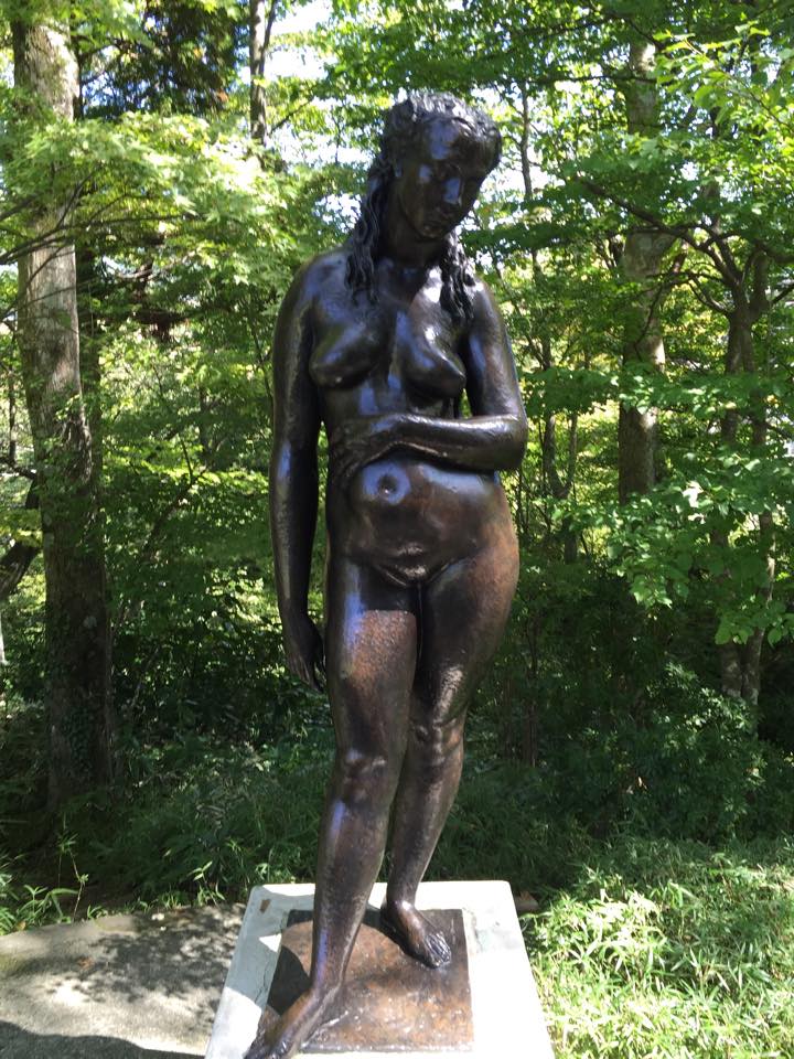 woman statue art work hakone japan