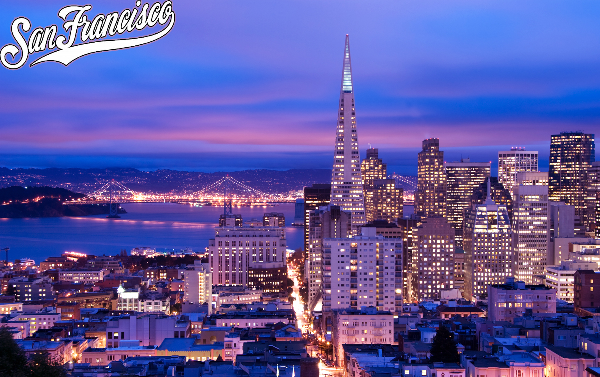 san francisco city lights skyline at night 