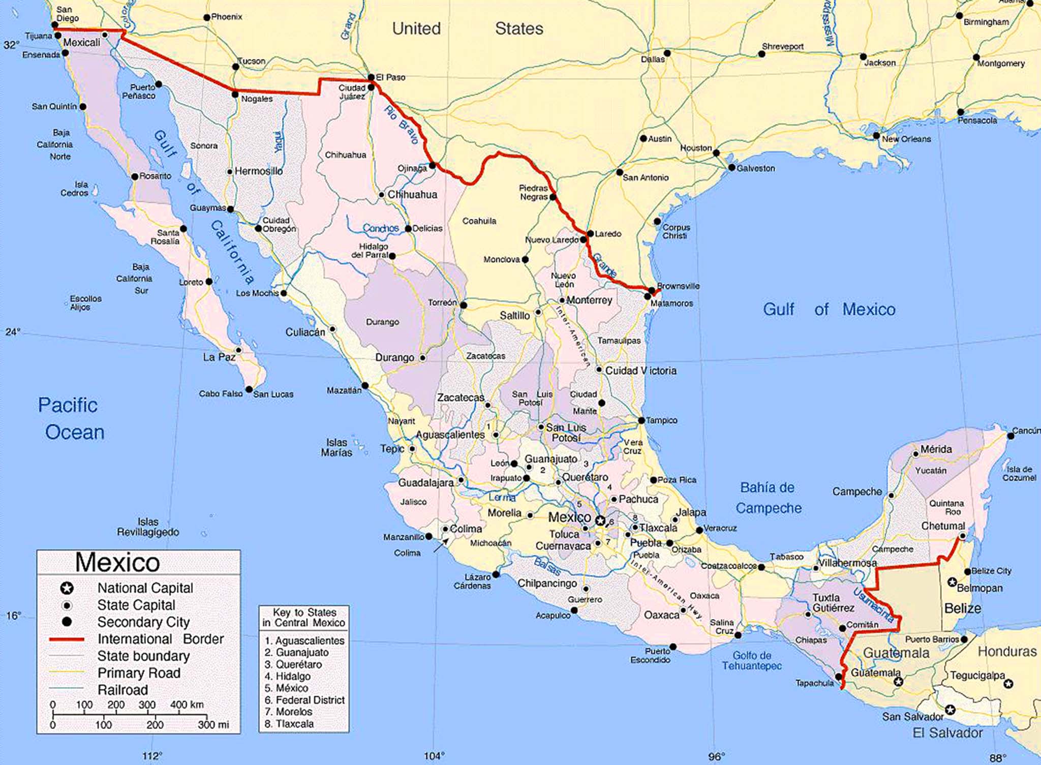 tourist cities in mexico map