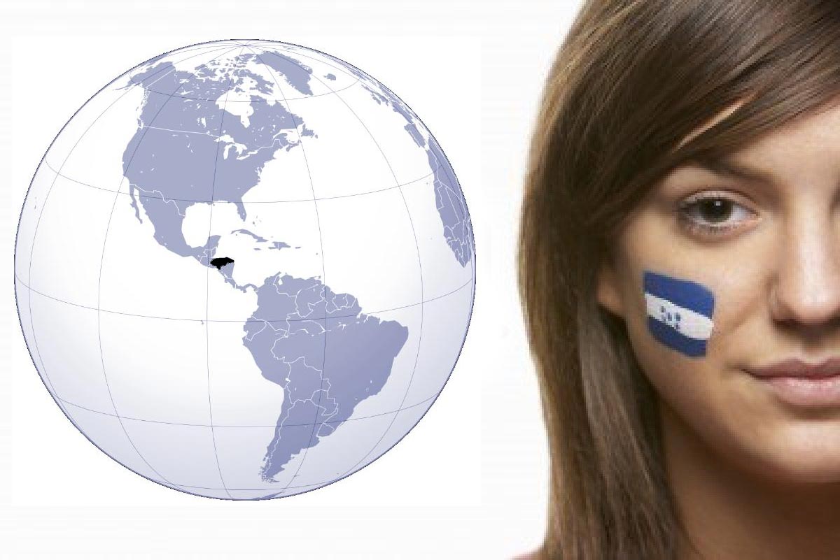 beautiful honduran girl with flag painted on face