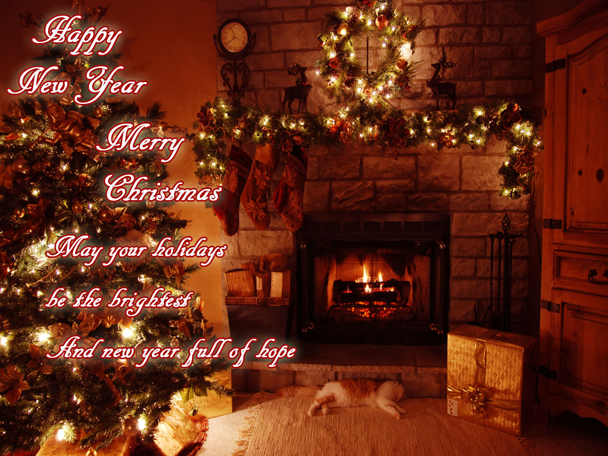 fireplace christmas greetings ecards